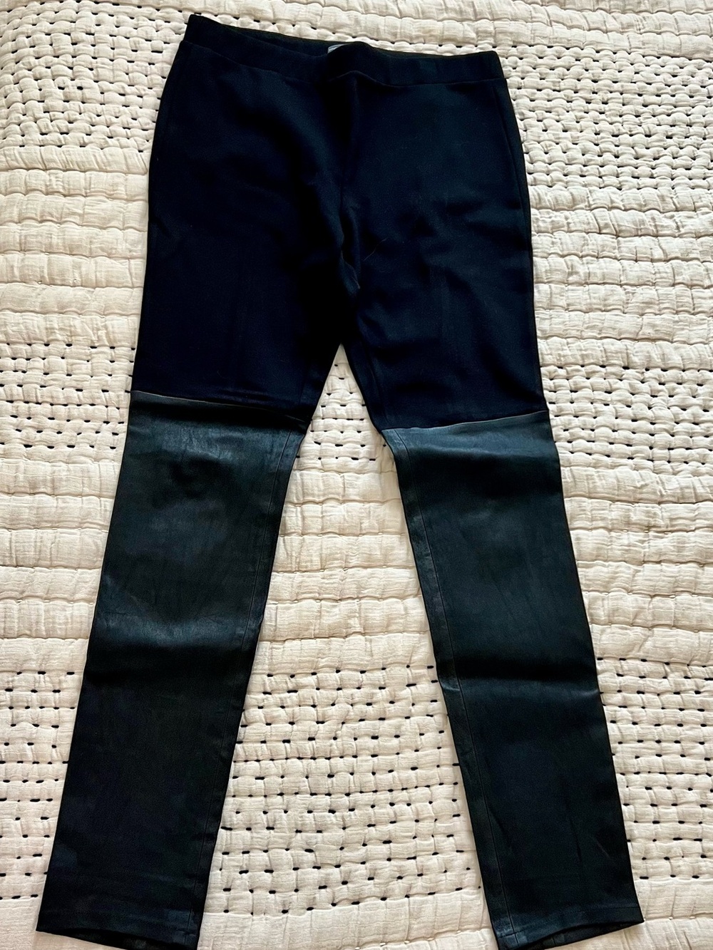 Medium Vince Black Leggings with Lambskin Leather Panel Edgy